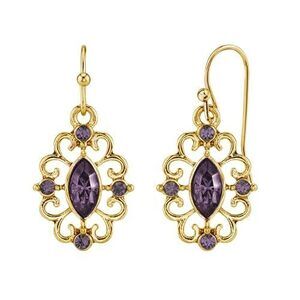 7304 Amethyst Purple Navette Crystal Royale Filigree Drop Earrings, 1928